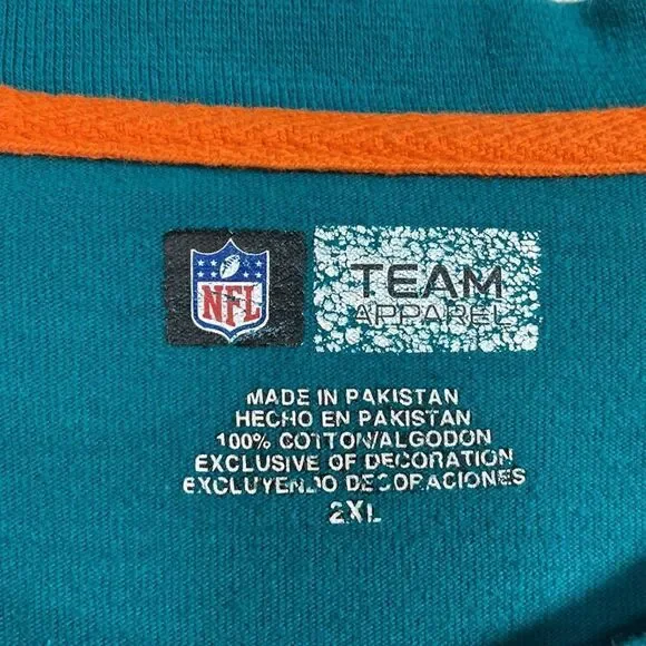 Miami Dolphins NFL Team Apparel Long Sleeve Shirt 2XL Teal Orange Football Fan - Picture 6 of 13